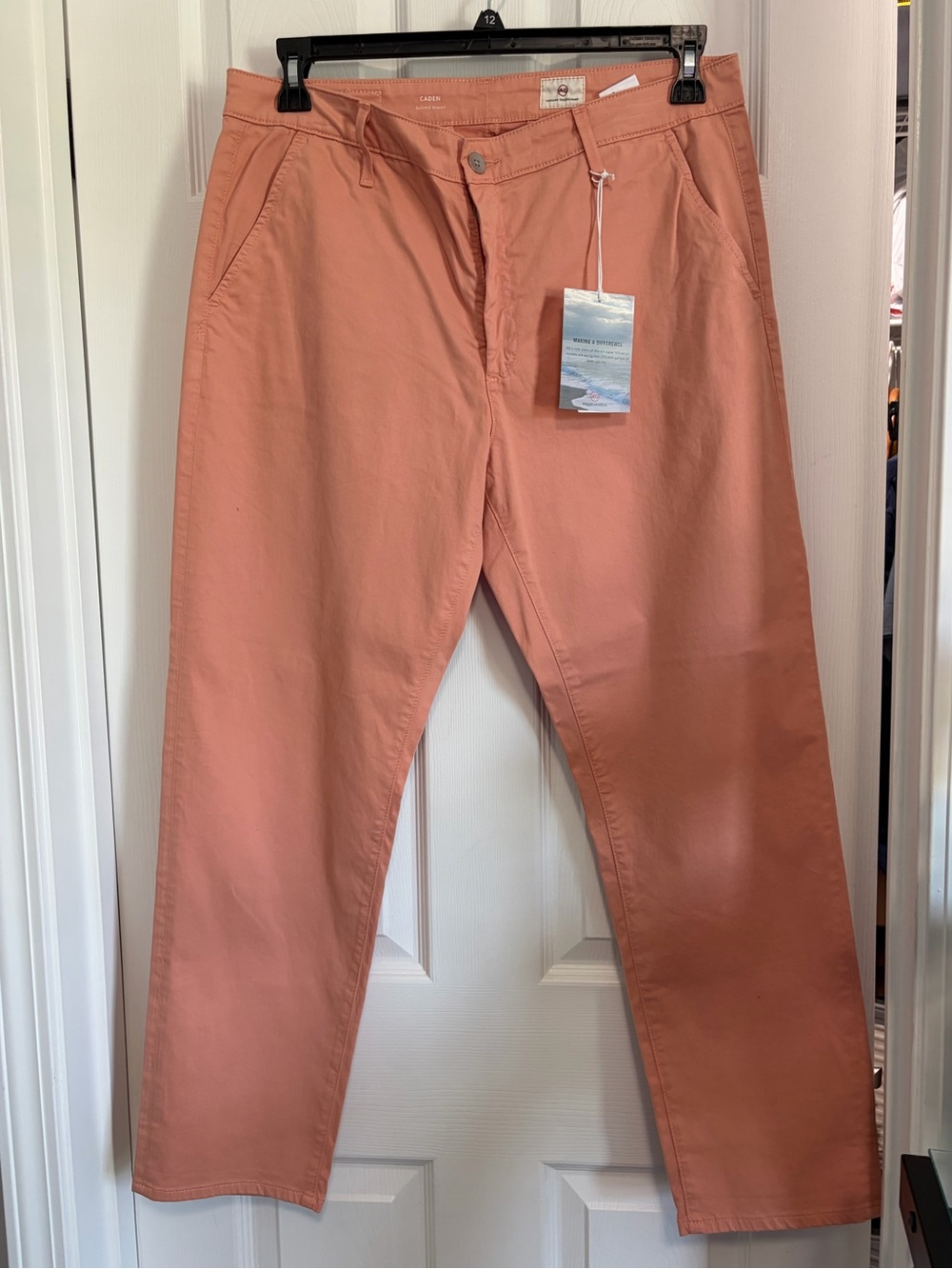 BNWT WOMEN'S AG ADRIANO GOLDSCHMIED CADEN CROP TWILL TROUSER -PEACH- US SIZE 31